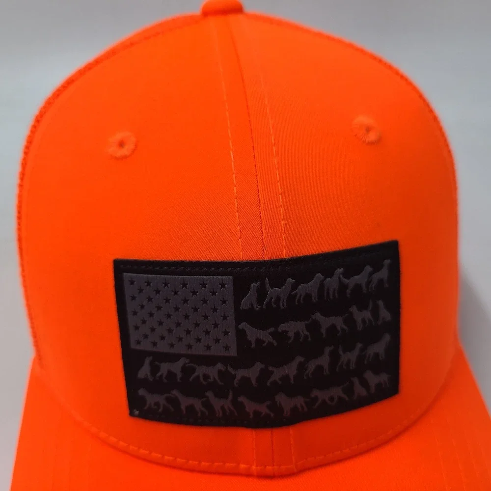 Youth Columbia Hat Snapback Trucker Mesh Blaze Orange Black PHG Hunting Flag Boy